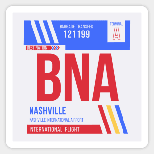 Nashville (BNA) Airport Code Baggage Tag Sticker